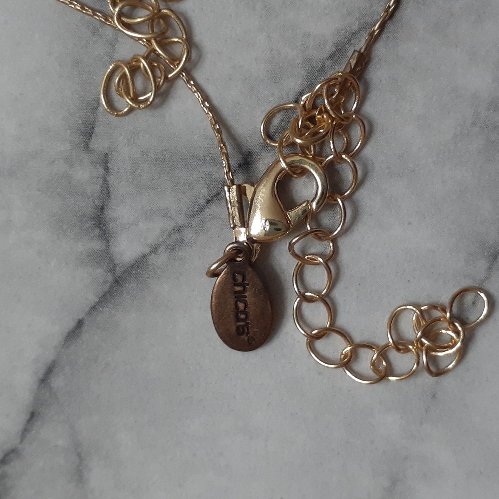 CHICO'S 2 in 1 Goldtone & Wooden Bead Necklace Set - Neutral Colors! NWOT - Picture 9 of 11